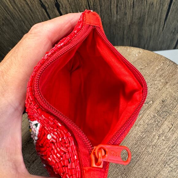 Beaded Holiday Coin Purse Christmas Gift Stocking Travel Pouch NEW FAST SHIP - Picture 5 of 5
